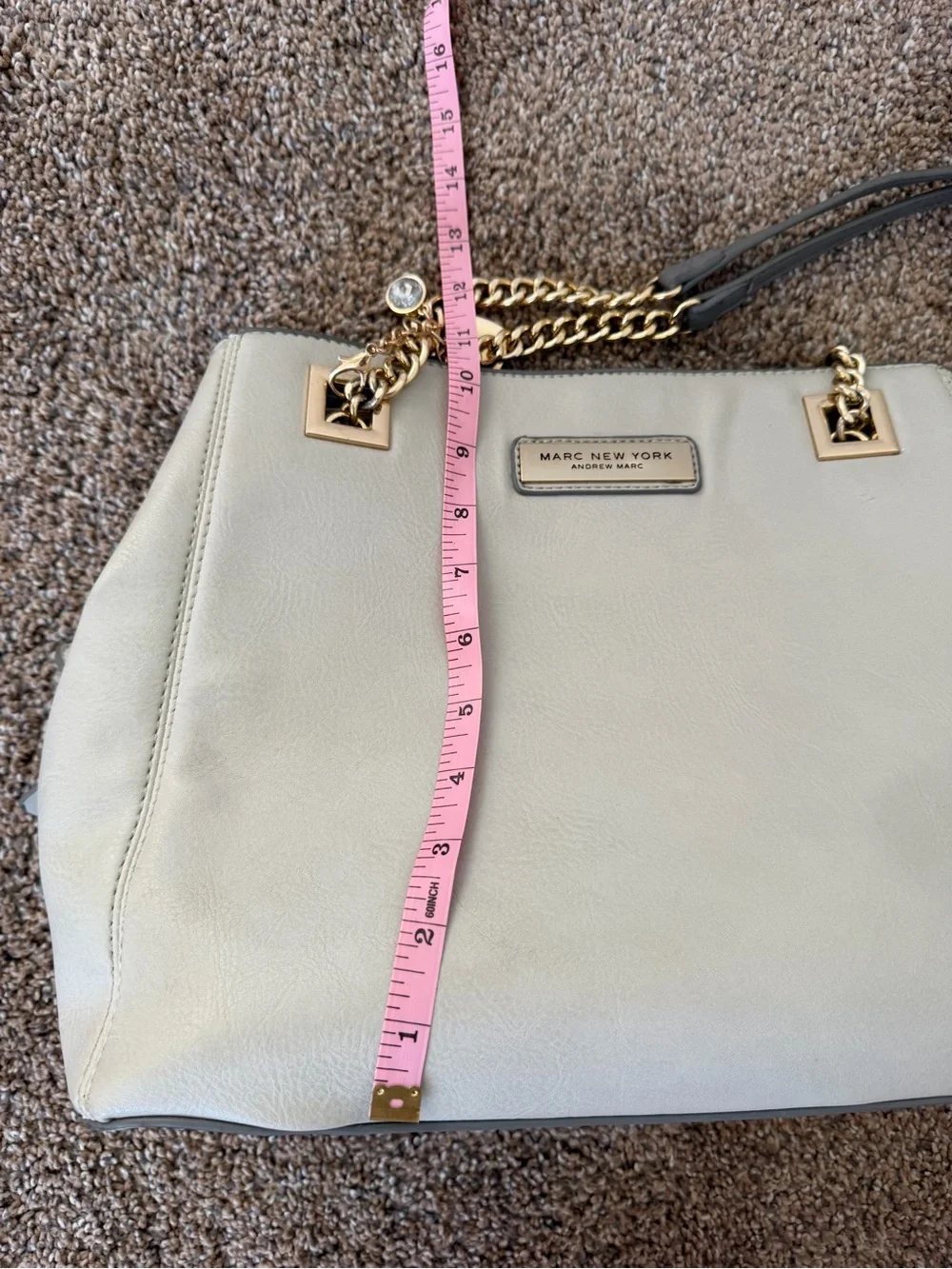 MARC NEW YORK Vegan Leather Gray Tote Bag Gold Chain Shoulder Bag